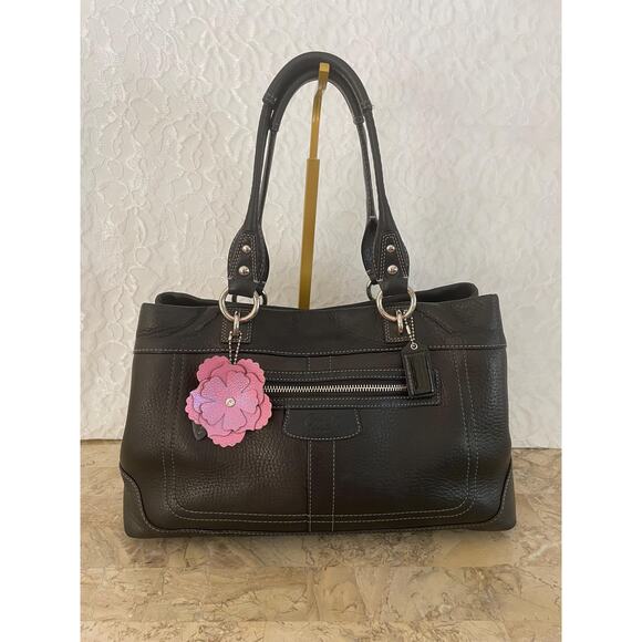 Vintage Coach Penelope black pebble leather shoulder bag tote Serial F14425